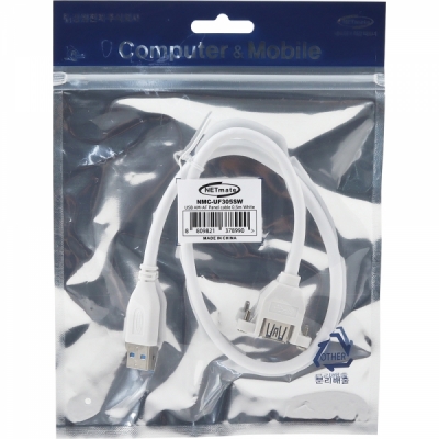 강원전자 넷메이트 USB3.0 연장 AM-AF 판넬형 케이블 0.5m (화이트) NMC-UF305SW