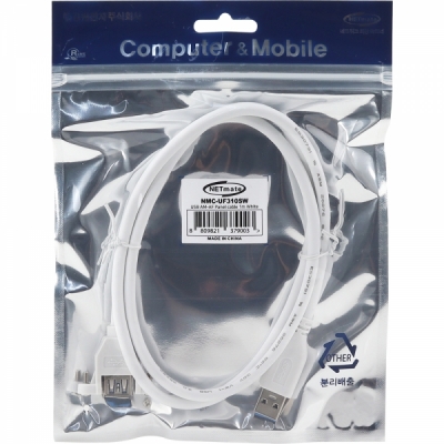 강원전자 넷메이트 USB3.0 연장 AM-AF 판넬형 케이블 1m (화이트) NMC-UF310SW