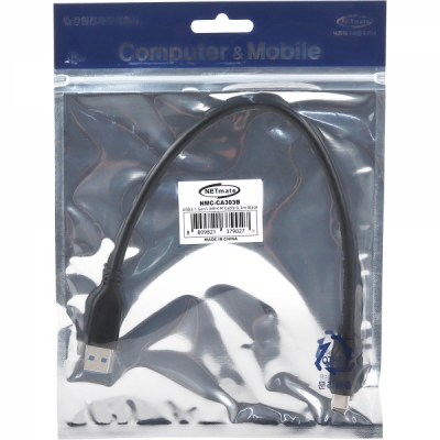 강원전자 넷메이트 USB3.1(3.0) C타입 AM-CM 케이블 0.3m (블랙) NMC-CA303B