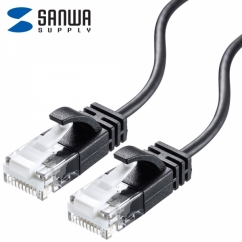 강원전자 산와서플라이 CAT.6A UTP 초슬림 랜 케이블 0.5m KB-SL6A-005BK