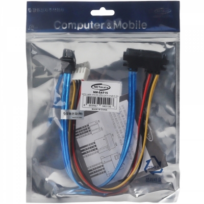 강원전자 넷메이트 SATA 22핀 / SATA + VH3.96 4핀 꺾임 케이블 0.3m NM-SAT15