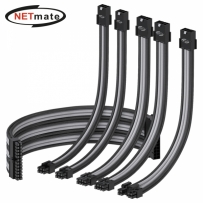 강원전자 넷메이트 PSU 연장 16AWG 슬리빙 케이블 0.3m (블랙/그레이 6종) [EZDIY-FAB] NM-DPR036