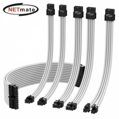 강원전자 넷메이트 PSU 연장 16AWG 슬리빙 케이블 0.3m (화이트 6종) [EZDIY-FAB] NM-DPR0591EZ