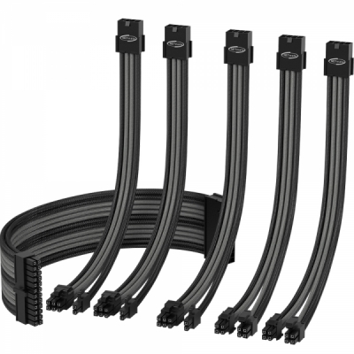강원전자 넷메이트 PSU 연장 18AWG 슬리빙 케이블 세트 (블랙/그레이 6종) [EZDIY-FAB] NM-DPI1546