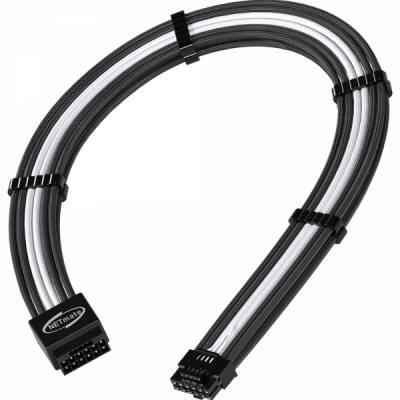 강원전자 넷메이트 PCI-E 5.0 12VHPWR 연장 슬리빙 케이블 0.3m (블랙/화이트) [EZDIY-FAB] NM-DPR1794