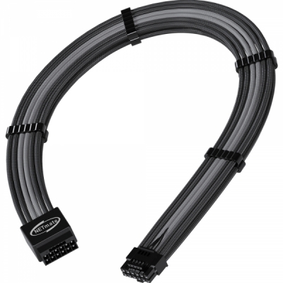 강원전자 넷메이트 PCI-E 5.0 12VHPWR 연장 슬리빙 케이블 0.3m (블랙/그레이) [EZDIY-FAB] NM-DPR1796