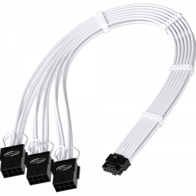 강원전자 넷메이트 12VHPWR to PCI-E 8핀x3 변환 슬리빙 케이블 0.3m (화이트) [EZDIY-FAB] NM-DPR186
