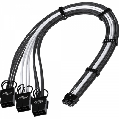강원전자 넷메이트 12VHPWR to PCI-E 8핀x3 변환 슬리빙 케이블 0.3m (블랙/화이트) [EZDIY-FAB] NM-DPR1865