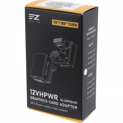 강원전자 넷메이트 600W 12VHPWR 변환 어댑터 (알루미늄 블랙/RVS 180도) [EZDIY-FAB] NM-DPI1899