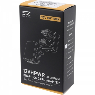 강원전자 넷메이트 600W 12VHPWR 변환 어댑터 (알루미늄 블랙/RVS 90도) [EZDIY-FAB] NM-DPI18910