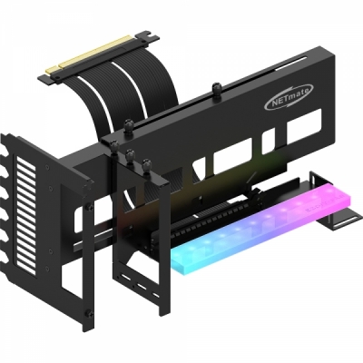 강원전자 넷메이트 PCI-E 4.0 라이저 케이블 ARGB 지지대 키트 (블랙) [EZDIY-FAB] NM-HPI33312