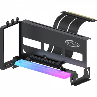 강원전자 넷메이트 PCI-E 4.0 라이저 케이블 ARGB 지지대 키트 (블랙/각도조절) [EZDIY-FAB] NM-HPI33314