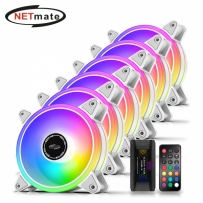 강원전자 넷메이트 Moonlight ARGB 120mm 쿨링팬(화이트/6PACK + 팬허브 + 리모컨) [EZDIY-FAB] NM-DPI1174