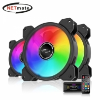 강원전자 넷메이트 Inner Ring ARGB 120mm 쿨링팬(블랙/3PACK + 팬허브 + 리모컨) [EZDIY-FAB] NM-DPR04415
