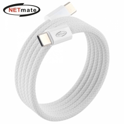 강원전자 넷메이트 USB2.0 마그네틱 C타입 60W 고속충전 케이블 1m (화이트) NM-UCC2601WM