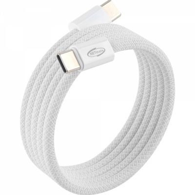 강원전자 넷메이트 USB2.0 마그네틱 C타입 60W 고속충전 케이블 1m (화이트) NM-UCC2601WM
