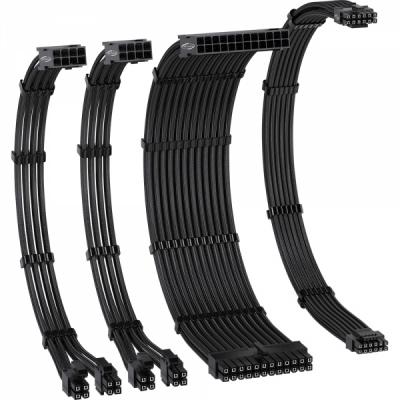 강원전자 넷메이트 PSU 연장 16AWG 슬리빙 케이블 세트 (블랙 4종) [EZDIY-FAB] NM-DPI213