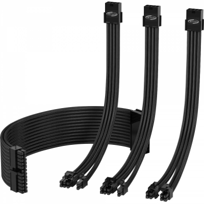 강원전자 넷메이트 PSU 연장 16AWG 슬리빙 케이블 세트 (블랙 4종) [EZDIY-FAB] NM-DPI212
