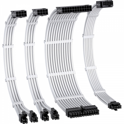 강원전자 넷메이트 PSU 연장 16AWG 슬리빙 케이블 세트 (화이트 4종) [EZDIY-FAB] NM-DPI227