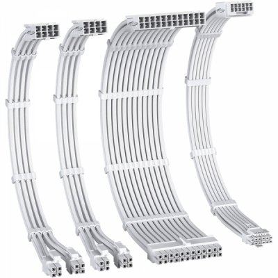 강원전자 넷메이트 PSU 연장 16AWG 슬리빙 케이블 세트 (올화이트 4종) [EZDIY-FAB] NM-DPI2271