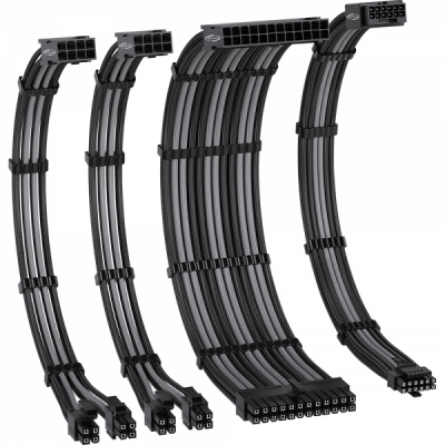 강원전자 넷메이트 PSU 연장 16AWG 슬리빙 케이블 세트 (블랙/그레이 4종) [EZDIY-FAB] NM-DPI2274