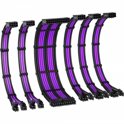 강원전자 넷메이트 PSU 연장 16AWG 슬리빙 케이블 세트 (블랙/퍼플 6종) [EZDIY-FAB] NM-DPI2285