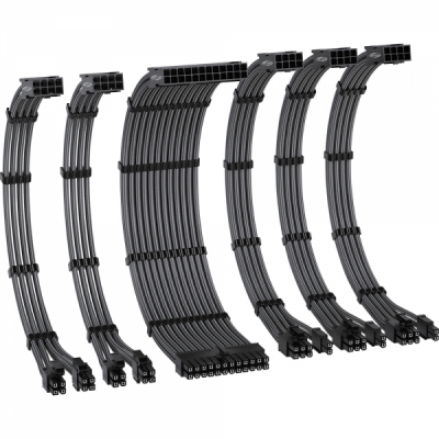 강원전자 넷메이트 PSU 연장 16AWG 슬리빙 케이블 세트 (카본/그레이 6종) [EZDIY-FAB] NM-DPI2286