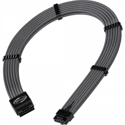 강원전자 넷메이트 PCI-E 5.0 12VHPWR 연장 슬리빙 케이블 세트 (카본/그레이) [EZDIY-FAB] NM-DPR17910
