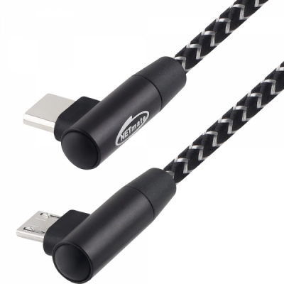 강원전자 넷메이트 USB2.0 CM-Micro 5핀 꺾임 패브릭 케이블 1m NM-UCMB01A