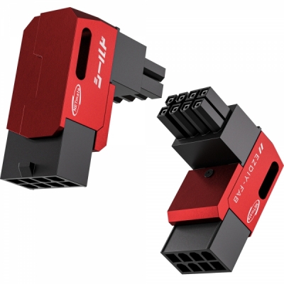 강원전자 넷메이트 PCI-E 8핀 변환 어댑터 (레드/RVS 90도/2PACK) [EZDIY-FAB] NM-DPI22627