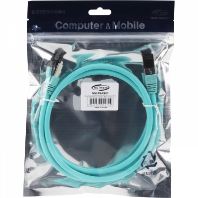 강원전자 넷메이트 CAT.6A SFTP PoE 랜 케이블 1m NM-P6AS01