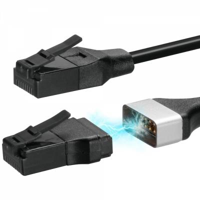 강원전자 산와서플라이 CAT.6A 슬림 마그네틱 랜 케이블 2m (블랙) KB-SL6ABA-02BK