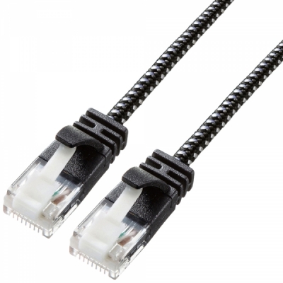 강원전자 산와서플라이 CAT.6A UTP 슬림 랜 케이블 2m (블랙&화이트) KB-T6AME-02BKW
