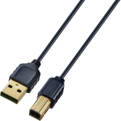 강원전자 산와서플라이 USB2.0 AM-BM 초슬림 케이블 2m (블랙) KU20-SL20BKK