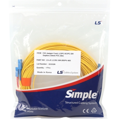 LS전선 LC-SC 싱글모드 광점퍼코드 40m LS-JC-LC/SC-SM-20DPV-400