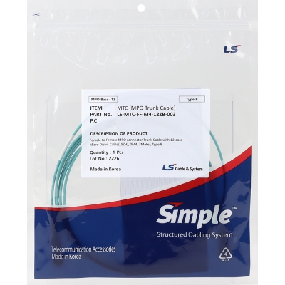 LS전선 OM4 12C MPO 광점퍼코드 3m LS-MTC-FF-M4-12ZB-003