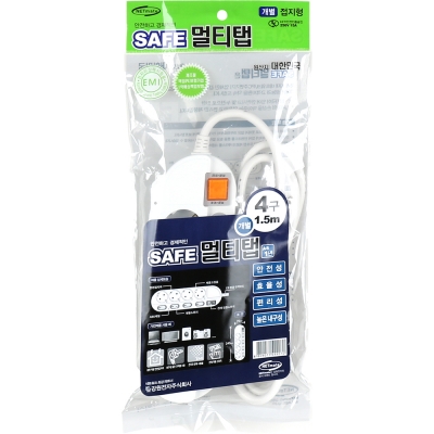 강원전자 넷메이트 SAFE 멀티탭 4구 개별 접지 1.5m NM-415SFS