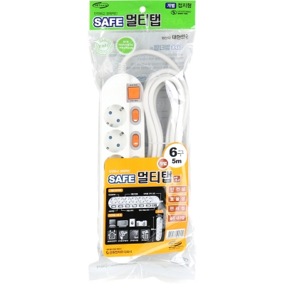 강원전자 넷메이트 SAFE 멀티탭 6구 개별 접지 5m NM-650SFS