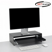 강원전자 넷메이트 다용도 2단 슬라이딩 메탈 받침대, 400x260x125mm 블랙 NM-AM400SB
