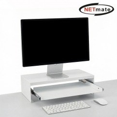 강원전자 넷메이트 다용도 2단 슬라이딩 메탈 받침대, 400x260x125mm 화이트 NM-AM400WB