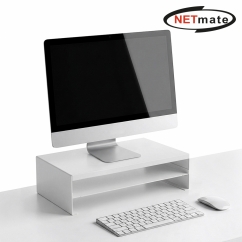 강원전자 넷메이트 다용도 2단 메탈 받침대, 400x260x125mm 화이트 NM-AM400WF