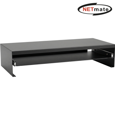 강원전자 넷메이트 다용도 2단 슬라이딩 메탈 받침대, 560x260x125mm 블랙 NM-AM560SB