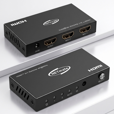 강원전자 넷메이트 4K 60Hz HDMI 2:1 선택기, 리모컨 NM-HRP4602