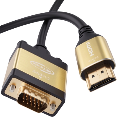 강원전자 넷메이트 HDMI to VGA(RGB) Gold Metal 케이블 1m NM-HVM10