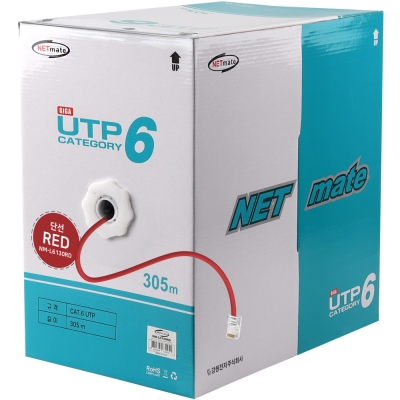 강원전자 넷메이트 CAT.6 UTP 케이블 305m, 단선 레드 NM-L6130RD
