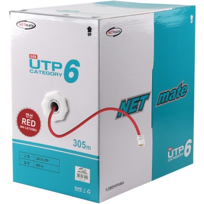 강원전자 넷메이트 CAT.6 UTP 케이블 305m, 연선 레드 NM-L6730RD