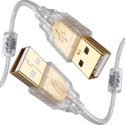 강원전자 넷메이트 프리미엄 USB2.0 AM-AM 투명 케이블 1m, 노이즈필터/쉴드 NM-PUA210S