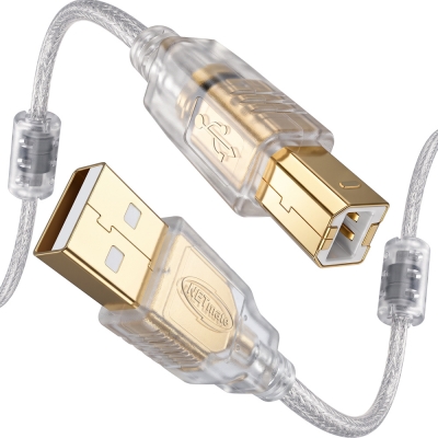 강원전자 넷메이트 프리미엄 USB2.0 AM-BM 투명 케이블 3m, 노이즈필터/쉴드 NM-PUB230S