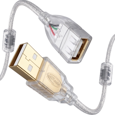 강원전자 넷메이트 프리미엄 USB2.0 연장 AM-AF 투명 케이블 2m, 노이즈필터/쉴드 NM-PUF220S