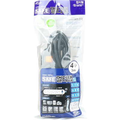 강원전자 넷메이트 SAFE 멀티탭 4구 접지 3m (블랙) NM-SB430